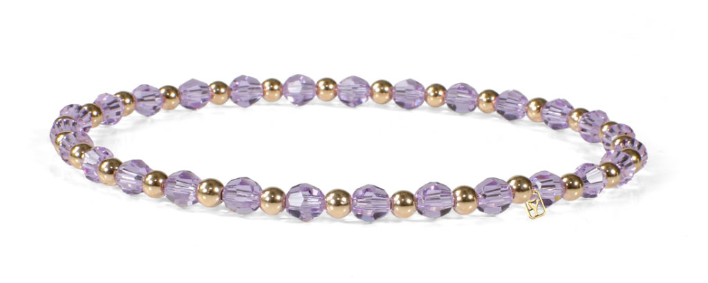 Violet Swarovski Crystals and 14kt Gold Bracelet