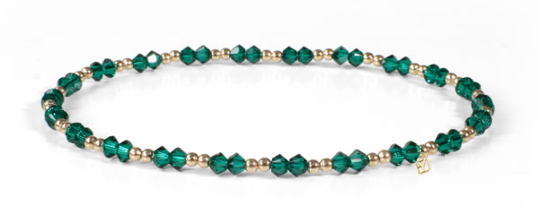 Emerald Swarovski Crystals and 14kt Gold bracelet