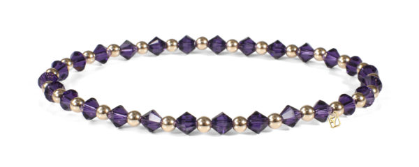 Purple Swarovski Crystals and 14kt Gold bracelet