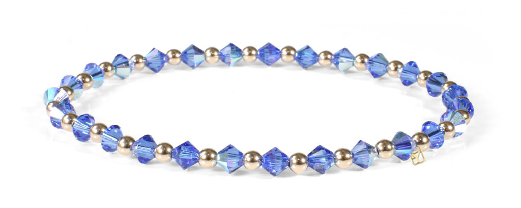 Sapphire Swarovski Crystals and 14kt Gold bracelet