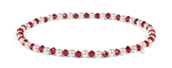 Ruby Swarovski Crystals and Pearl bracelet