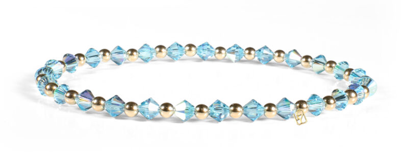 quamarine Swarovski Crystal and 14kt Gold Bracelet