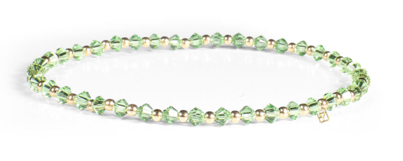 Peridot Swarovski Crystal and 14kt Gold Bracelet