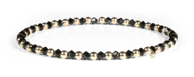 Black Swarovski Crystals and 14kt Gold Bracelet