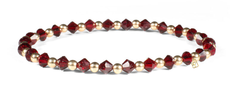 Garnet Swarovski Crystals and 14kt Gold Bracelet