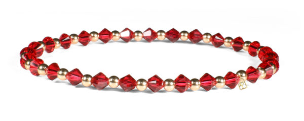 Scarlet Red Swarovski Crystals and 14kt Gold Bracelet