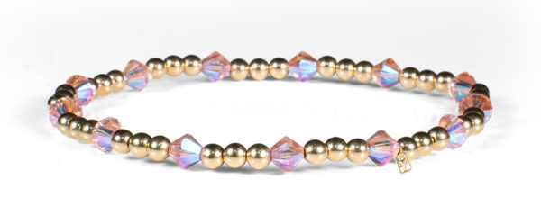 Rose Shimmer Swarovski Crystals and 14kt Gold Bracelet