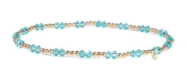 Light Turquoise Swarovski Crystals and 14kt Gold Bracelet