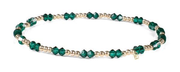Emerald Swarovski Crystals and 14kt Gold Bracelet