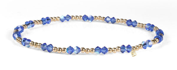 Sapphire Swarovski Crystals and 14kt Gold Bracelet