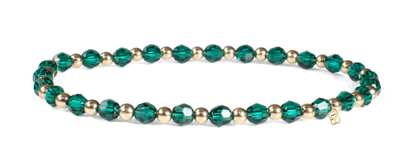 Emerald Swarovski Round Crystals and 14kt Gold Bracelet