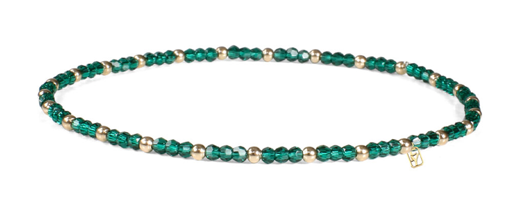 Emerald Swarovski Crystals and 14kt Gold Bracelet