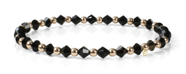 Black Swarovski Crystals and 14kt Gold Bracelet