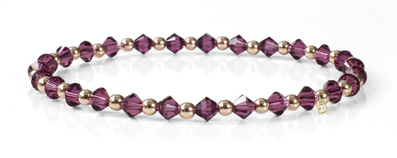 Amethyst Swarovski Crystals and 14kt Gold Bracelet