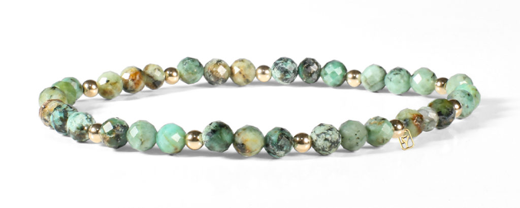African Turquoise and 14kt Gold Bracelet