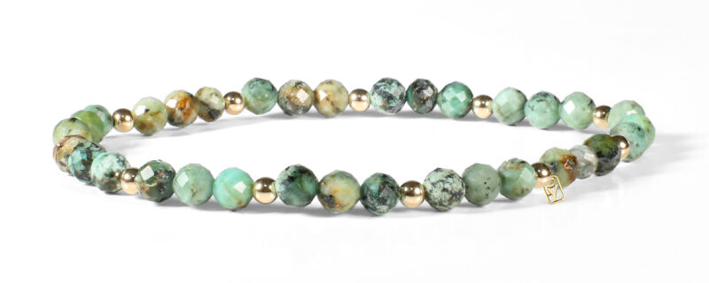 African Turquoise and 14kt Gold Bracelet