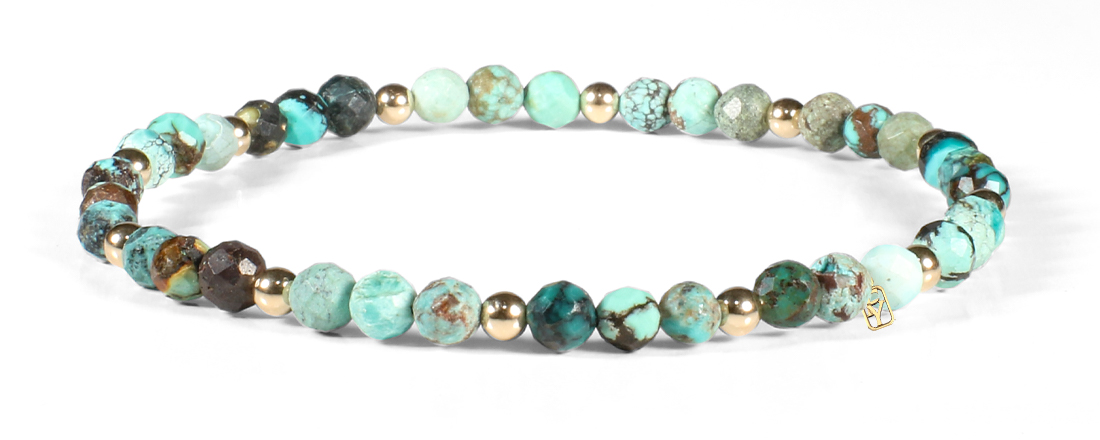 Chinese Turquoise and 14kt Gold Bracelet