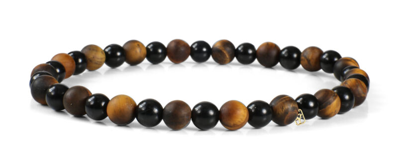 Black Onyx and Matte Tiger Eye Gemstones Bracelet