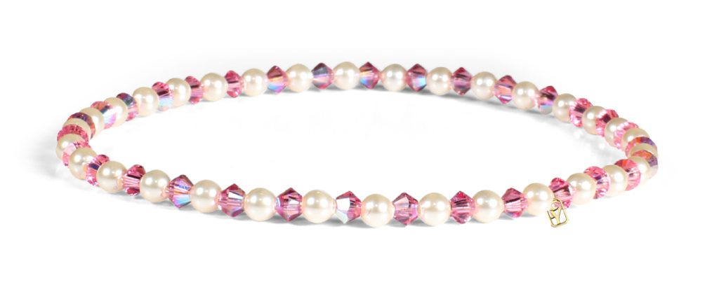 Rose Swarovski Crystals and Pearl Bracelet