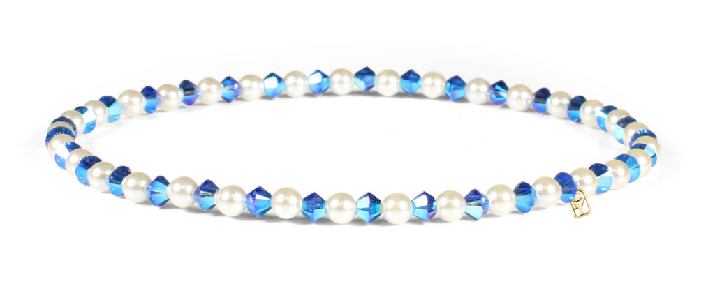 Sapphire Swarovski Crystals and Pearl Bracelet