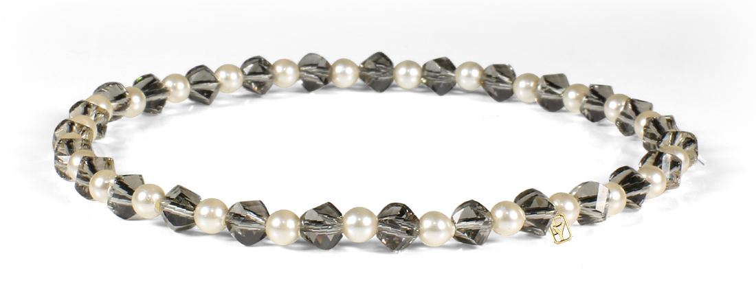 Black Diamond Swarovski Crystals and Pearls Bracelet