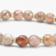 Peach Moonstone Gemstone and 14kt Gold Diamond Cut Spacers Bracelet
