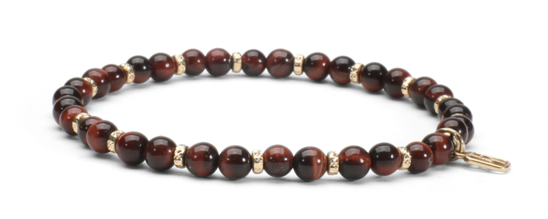 Red Tiger Eye Gemstone and 14kt Gold Bracelet