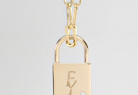 Gold Lock Necklace with Diamond
